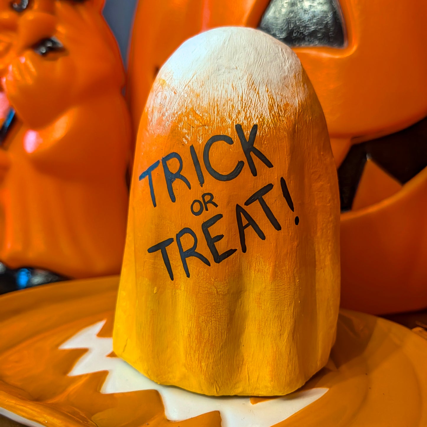 Candy Corn Paper Mache Ghost