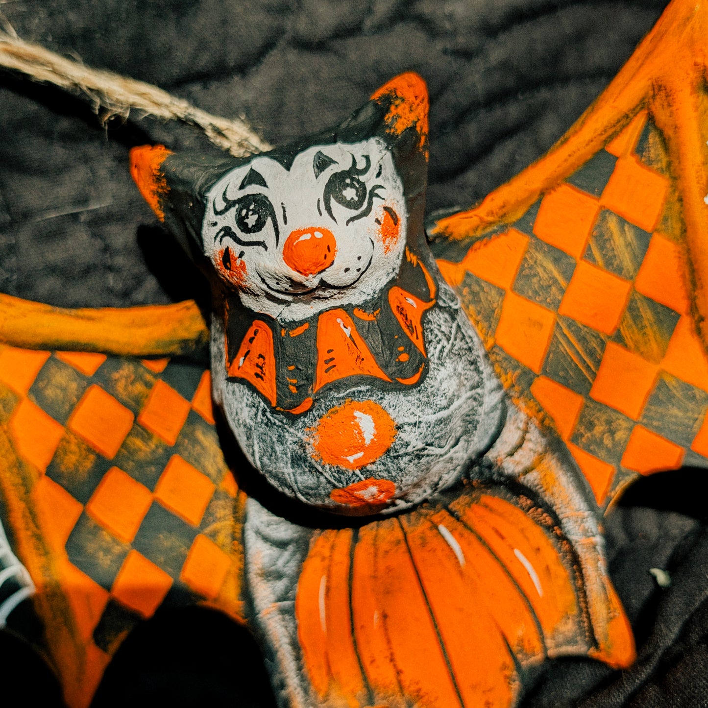 Batty Clown Paper Mache Bat