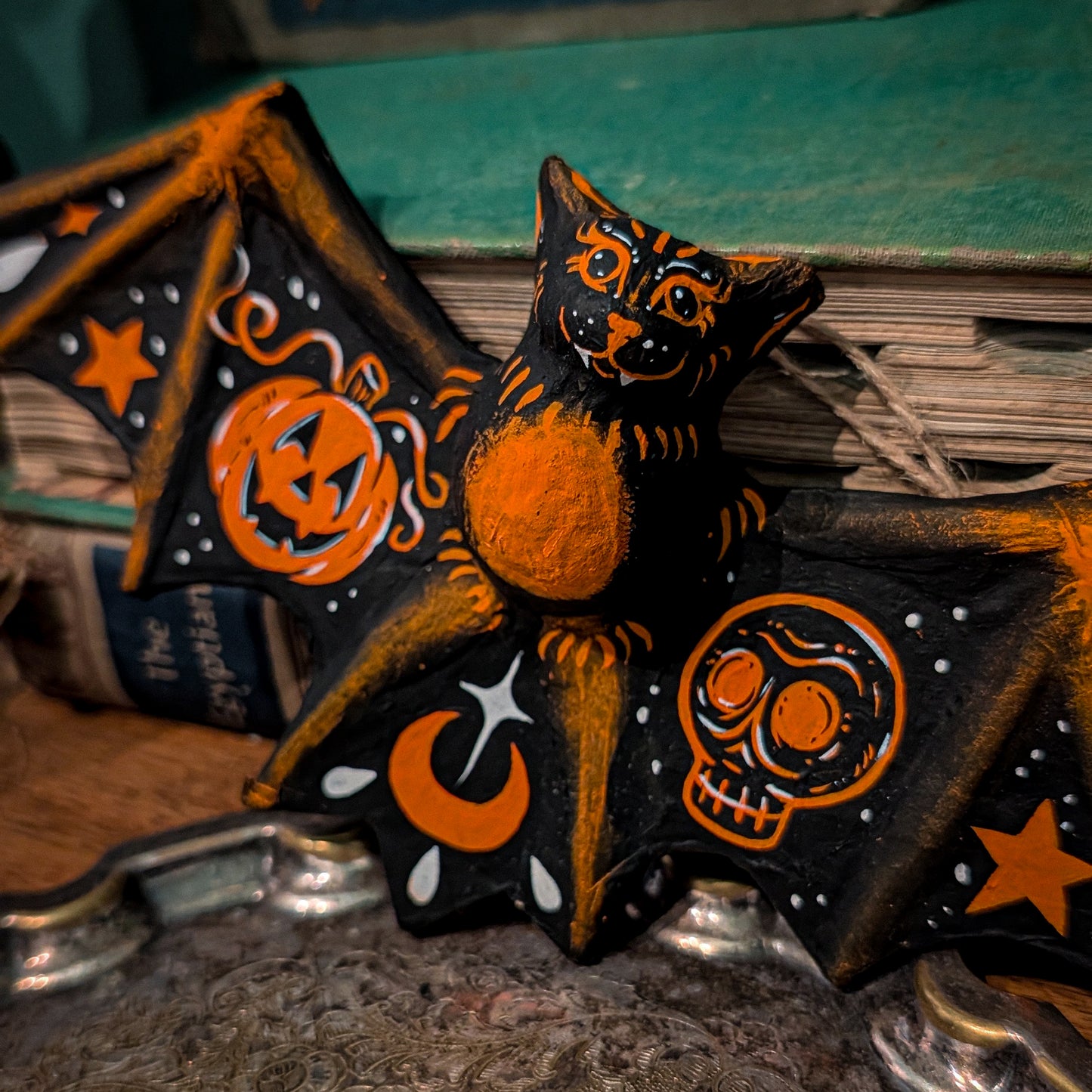 Happy Haunting Paper Mache Bat