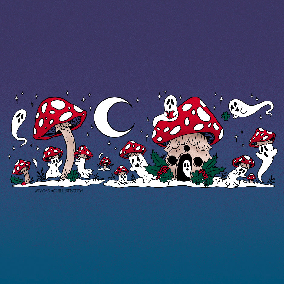 Mushroom Ghosts in the Snow Pencil Case