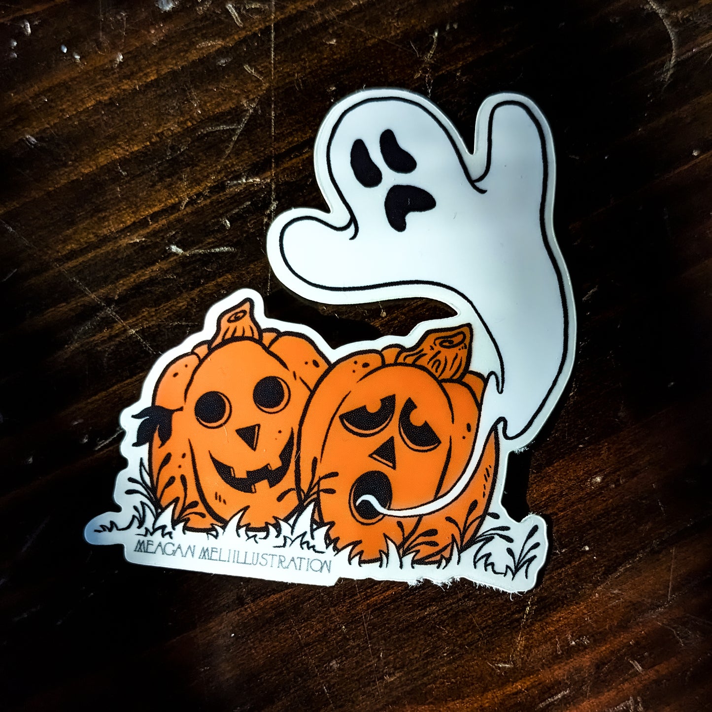 Spooky Ghost & Pumpkins Sticker