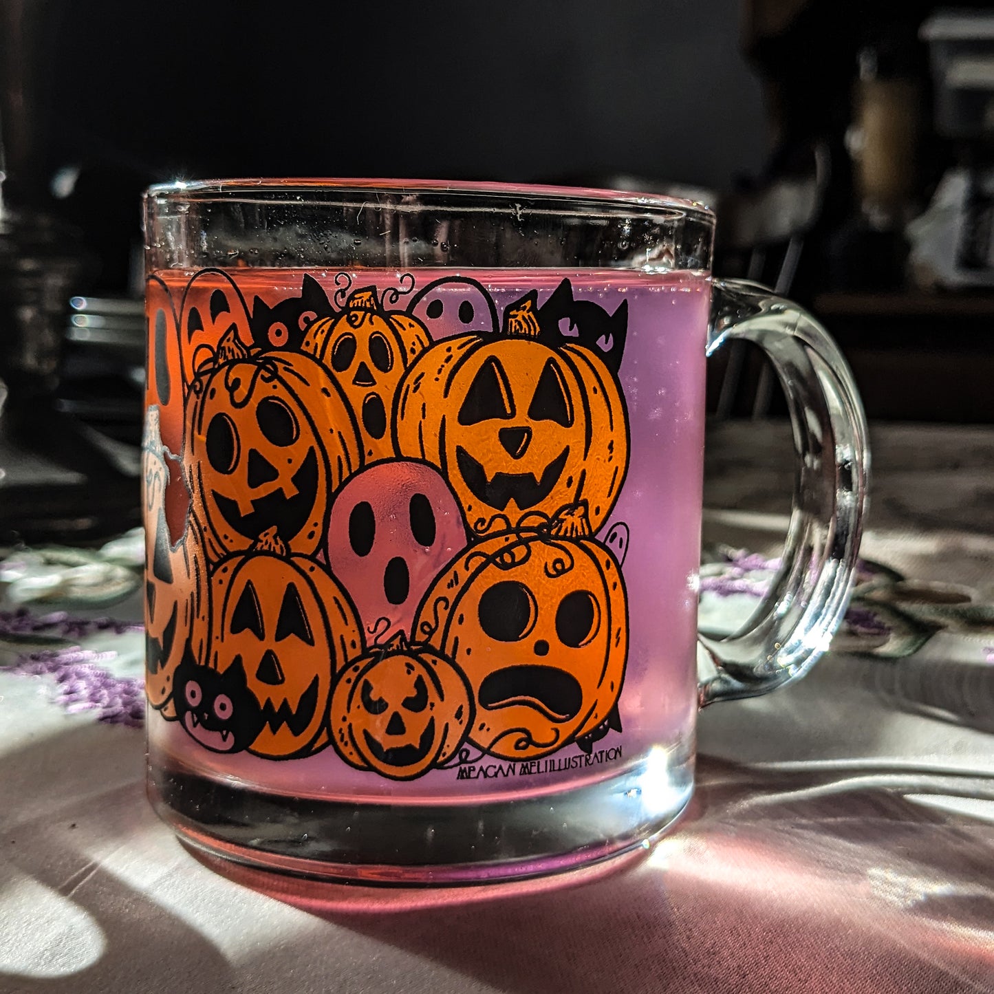 Pumpkin Playtime Vintage Inspired Glass Mug