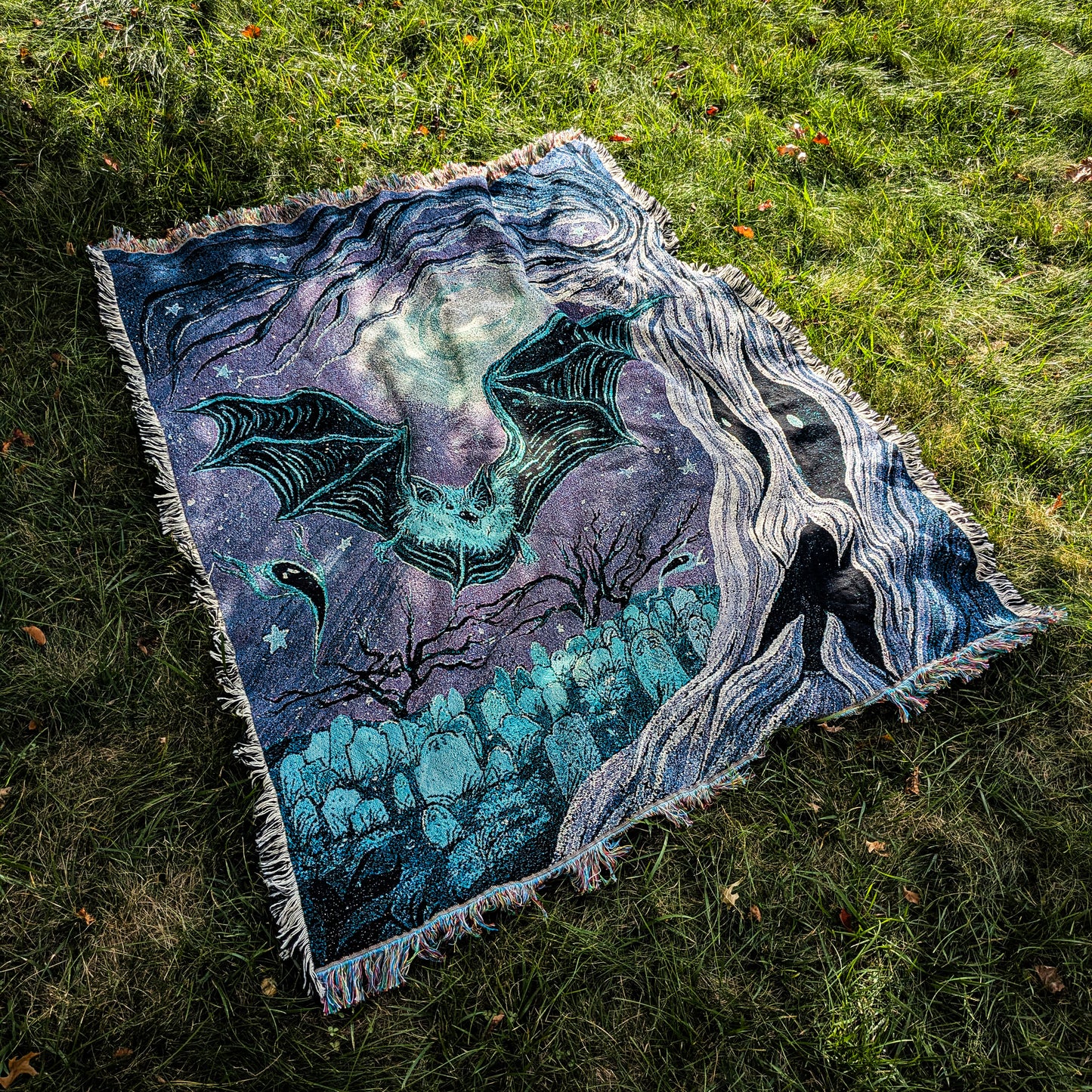 Soaring Over the Cemetery Tapestry Blanket