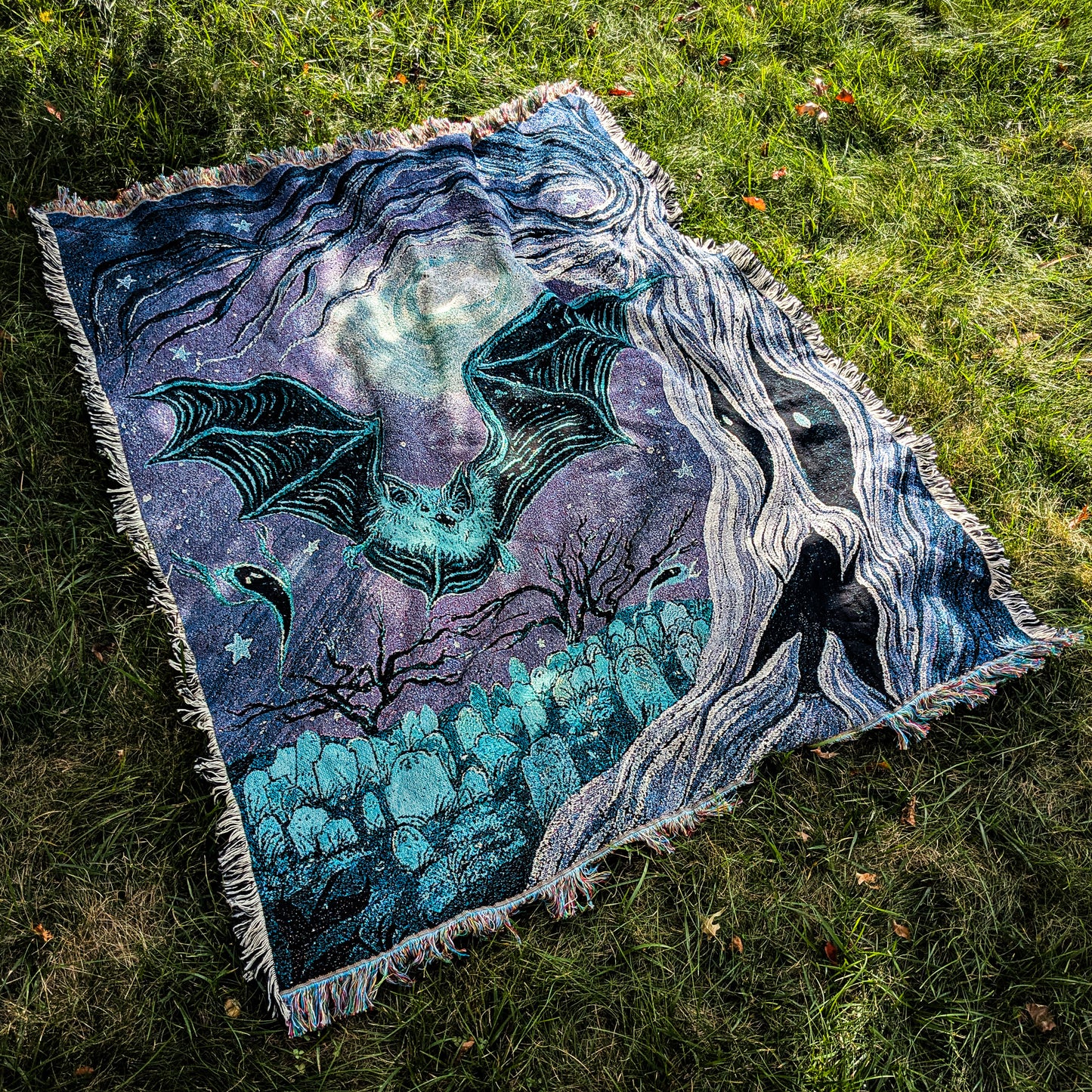 Soaring Over the Cemetery Tapestry Blanket