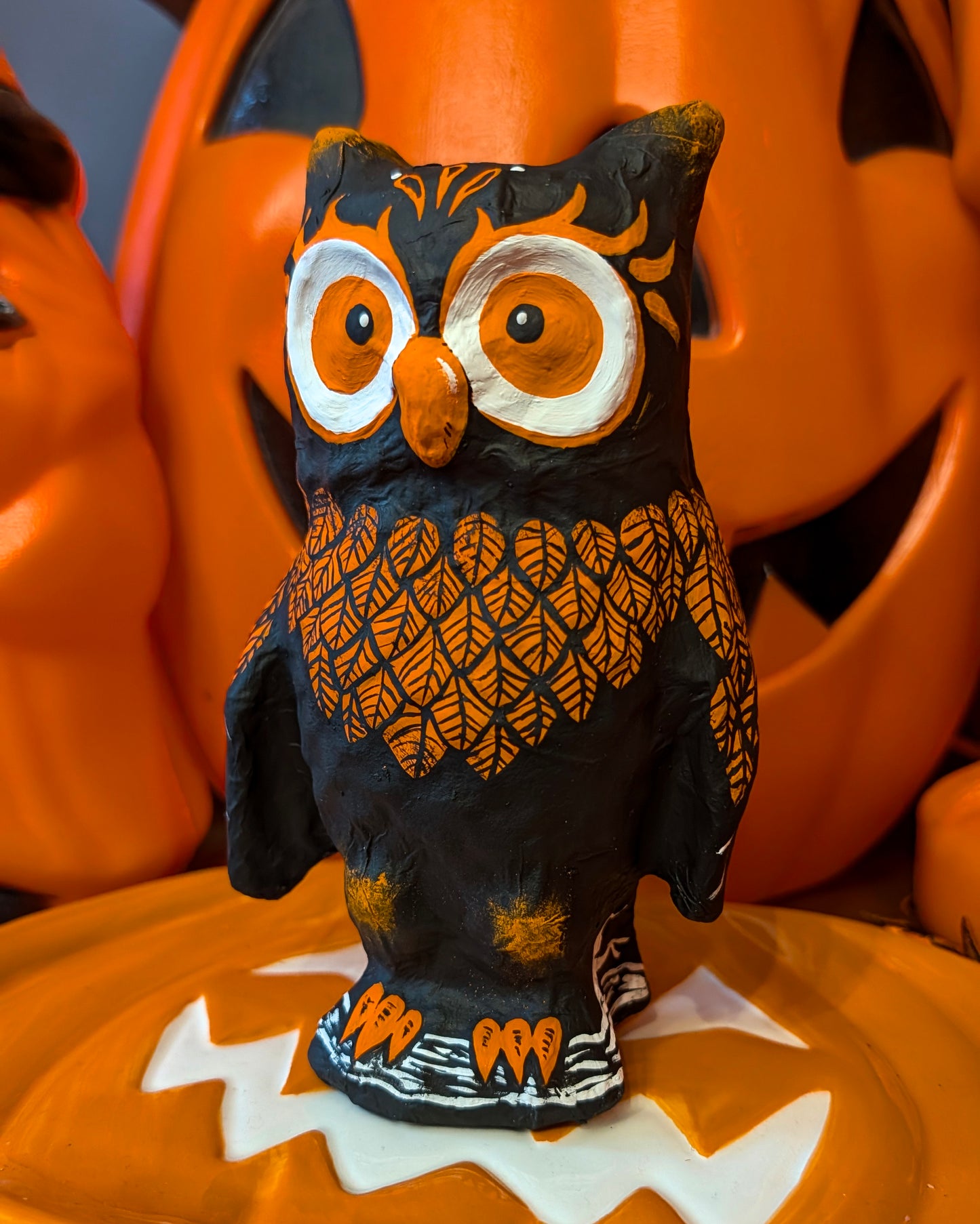 Spooky Owl Paper Mache Halloween Decoration