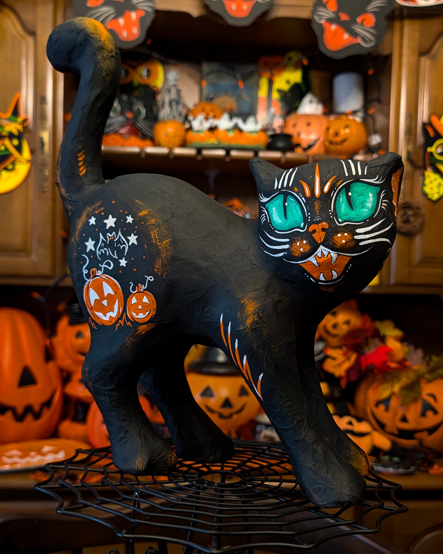 Large Hissing Paper Mache Cat