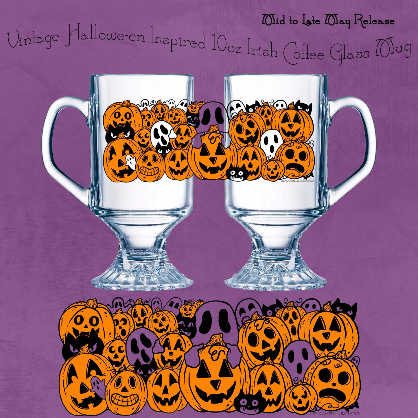 Pumpkin Playtime Vintage Inspired Irish Coffee Glass Mug