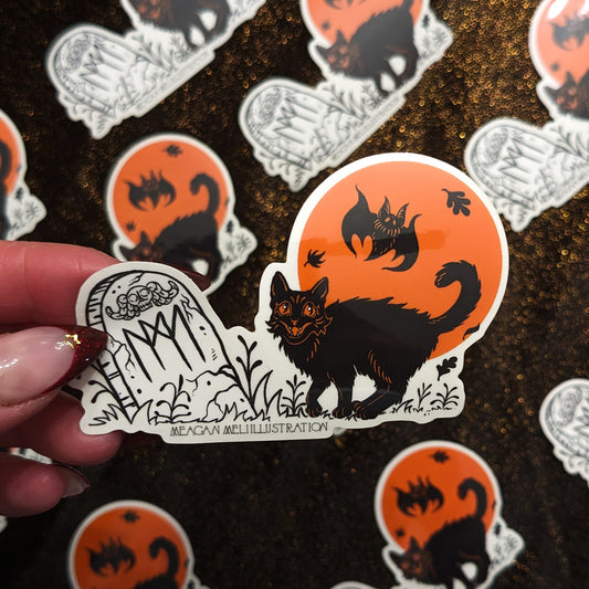 Black Cat at my Tomb Sticker