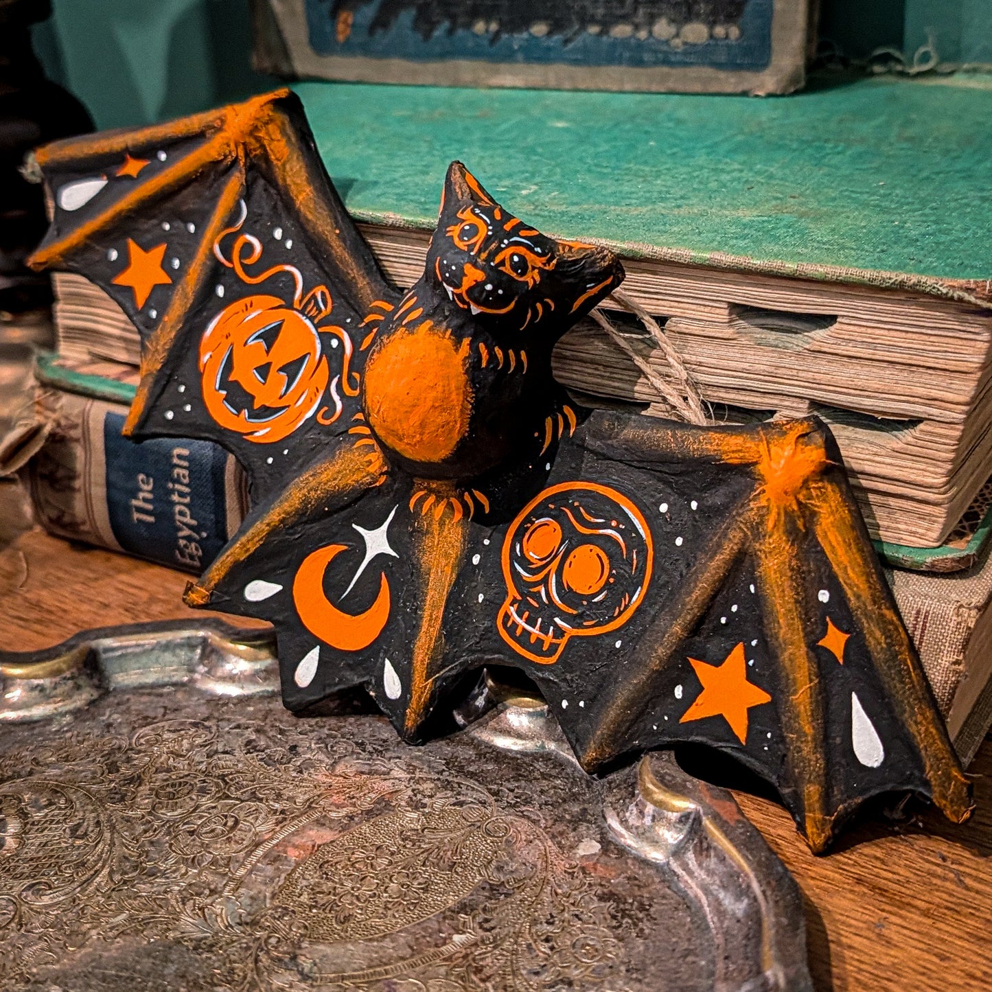 Happy Haunting Paper Mache Bat