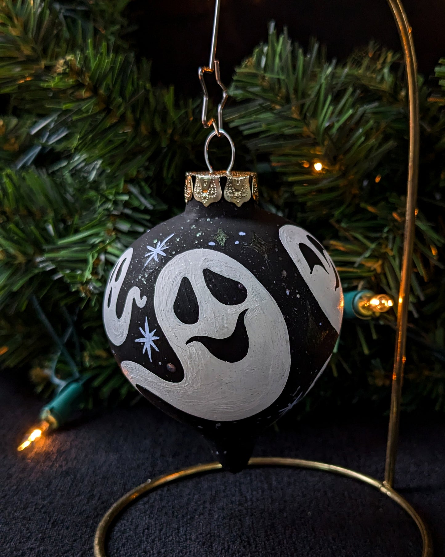 Lilac Moon Ghosts Ceramic Teardrop Ornament