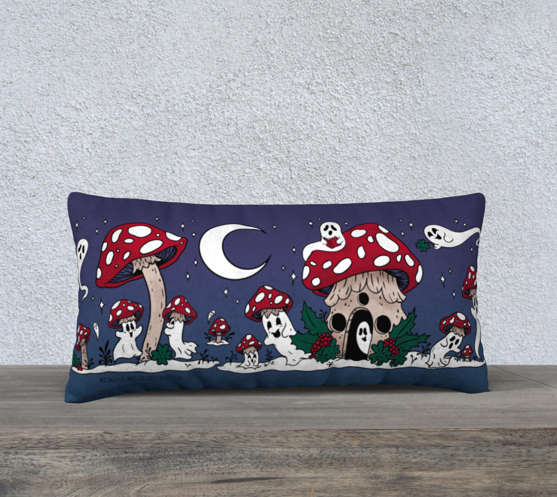 Mushroom Ghosts in the Snow Velvet Long Pillow Case