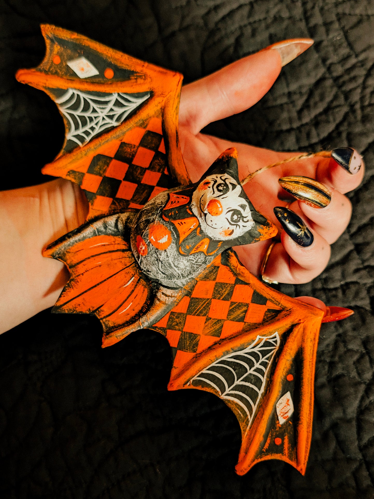 Batty Clown Paper Mache Bat