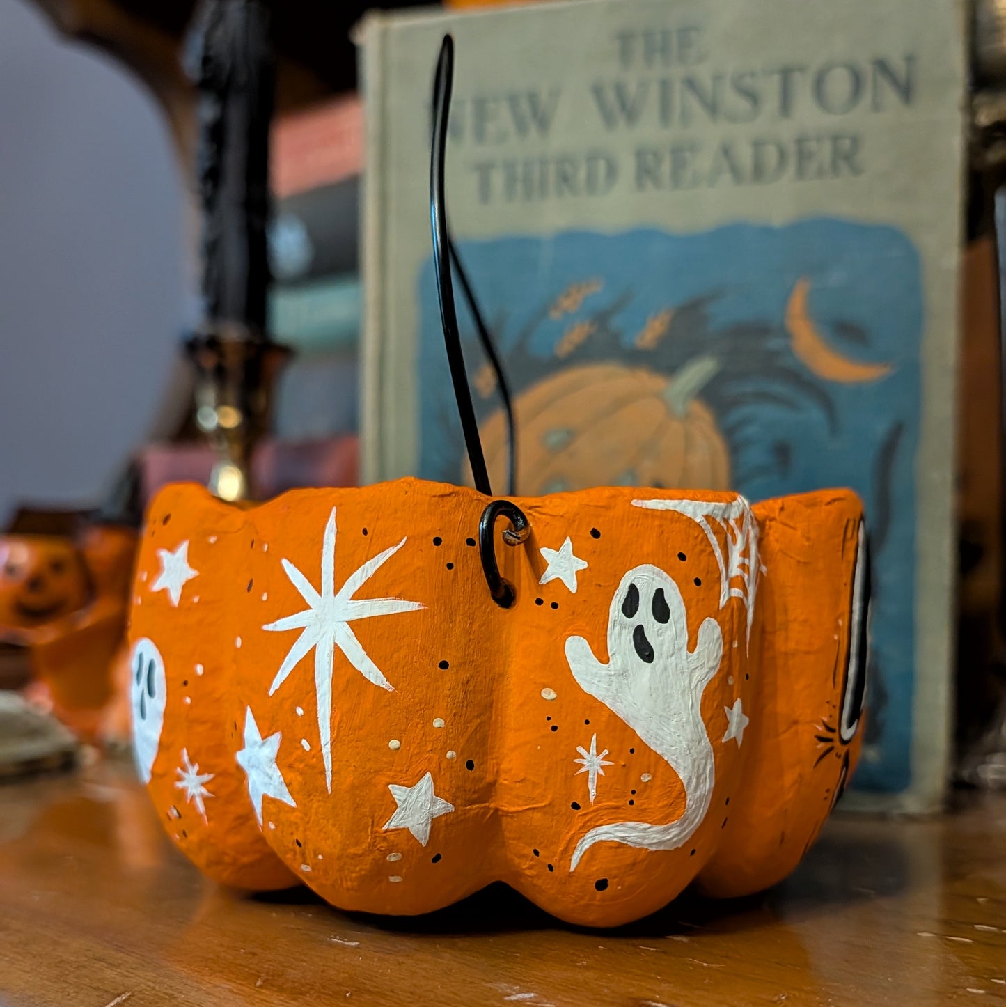 Boo! Spooky Jack Paper Mache Treat Bucket