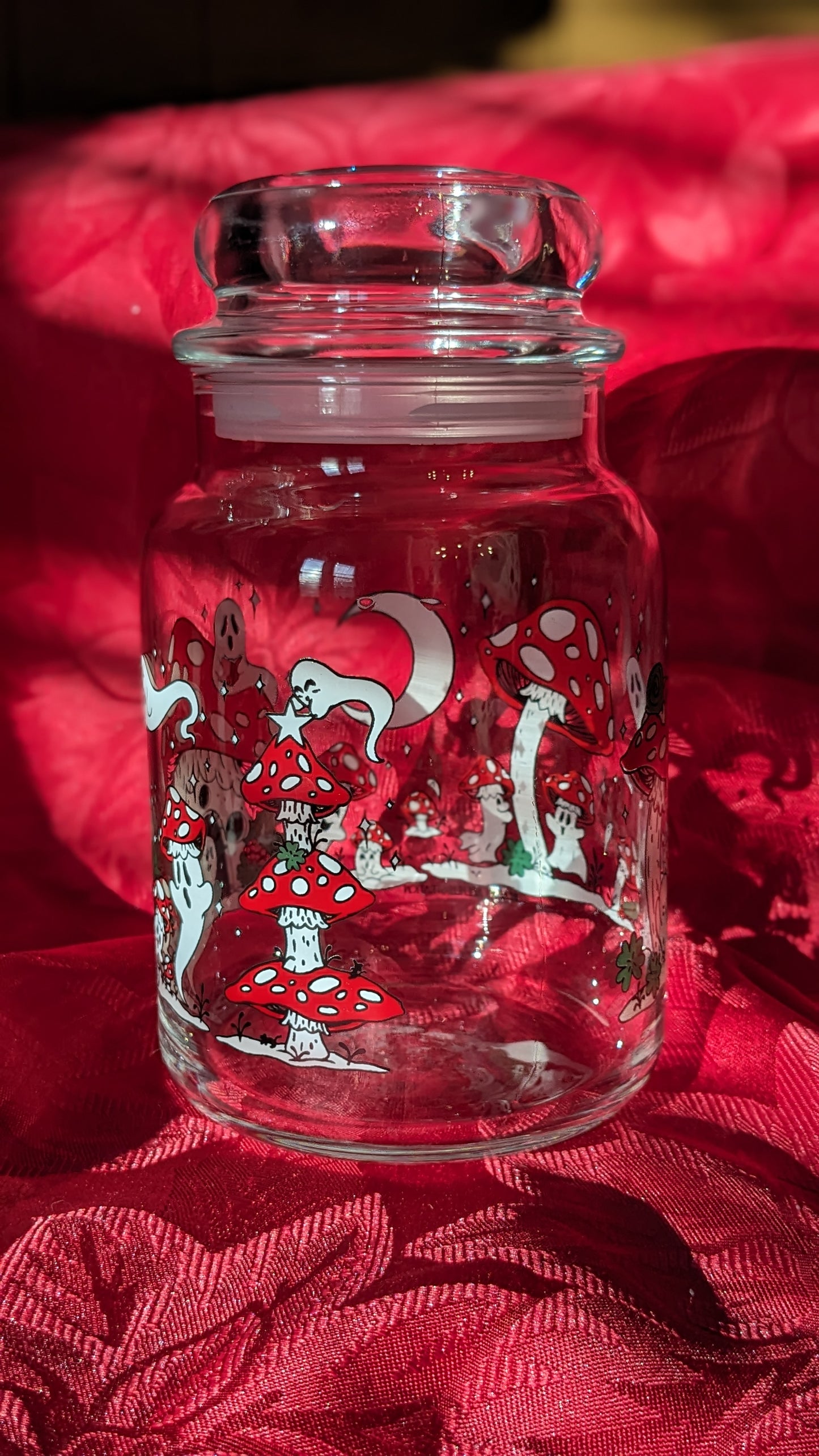 Mushroom Ghosts in the Snow Vintage Inspired Candy Jar