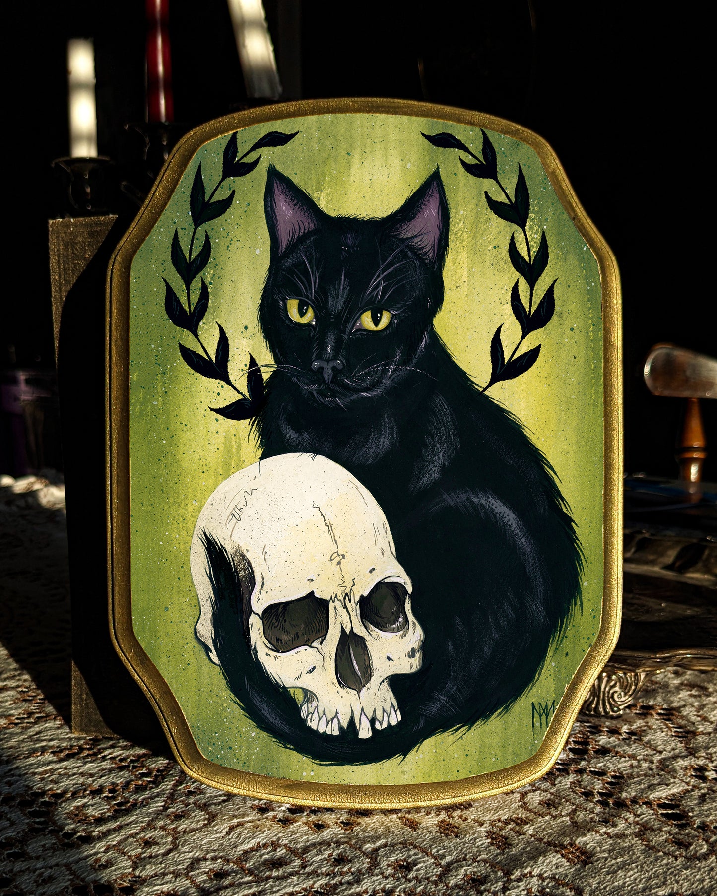 Embracing Death Wood Mounted Print - Beveled