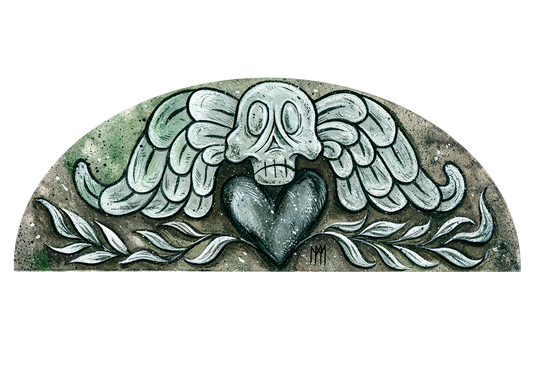 Death Head with Heart Lunette Giclee Print