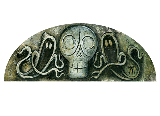 Death Head with Specters Lunette Giclee Print