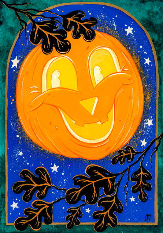 The Moon Celebrates Halloween! Giclee Print