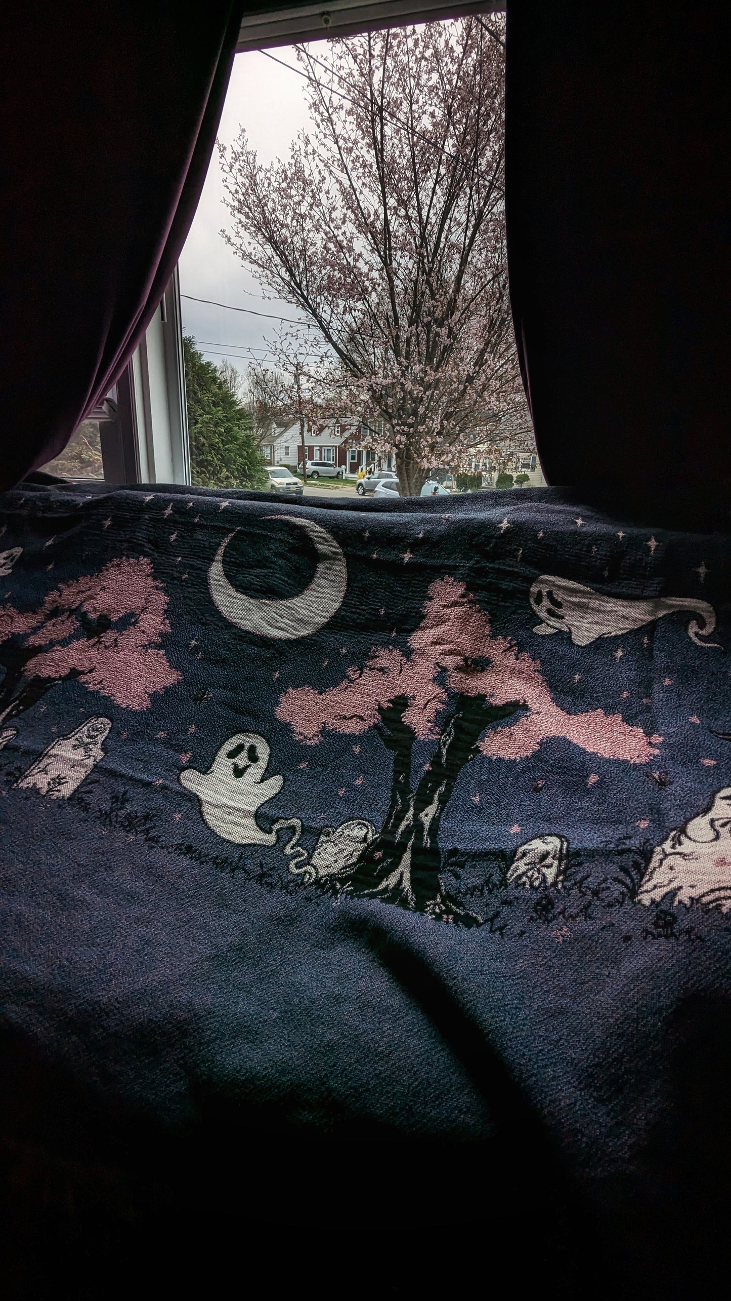 Cherry Blossoms at the Cemetery Tapestry Blanket