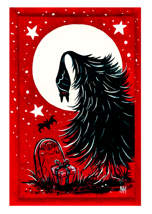 Red Yule Tree Print